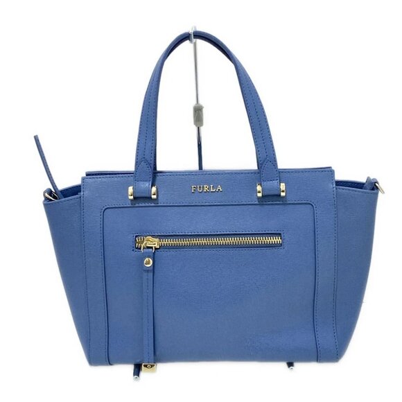 FURLA - Blue Gray Leather Handbag - Picture 1 of 10